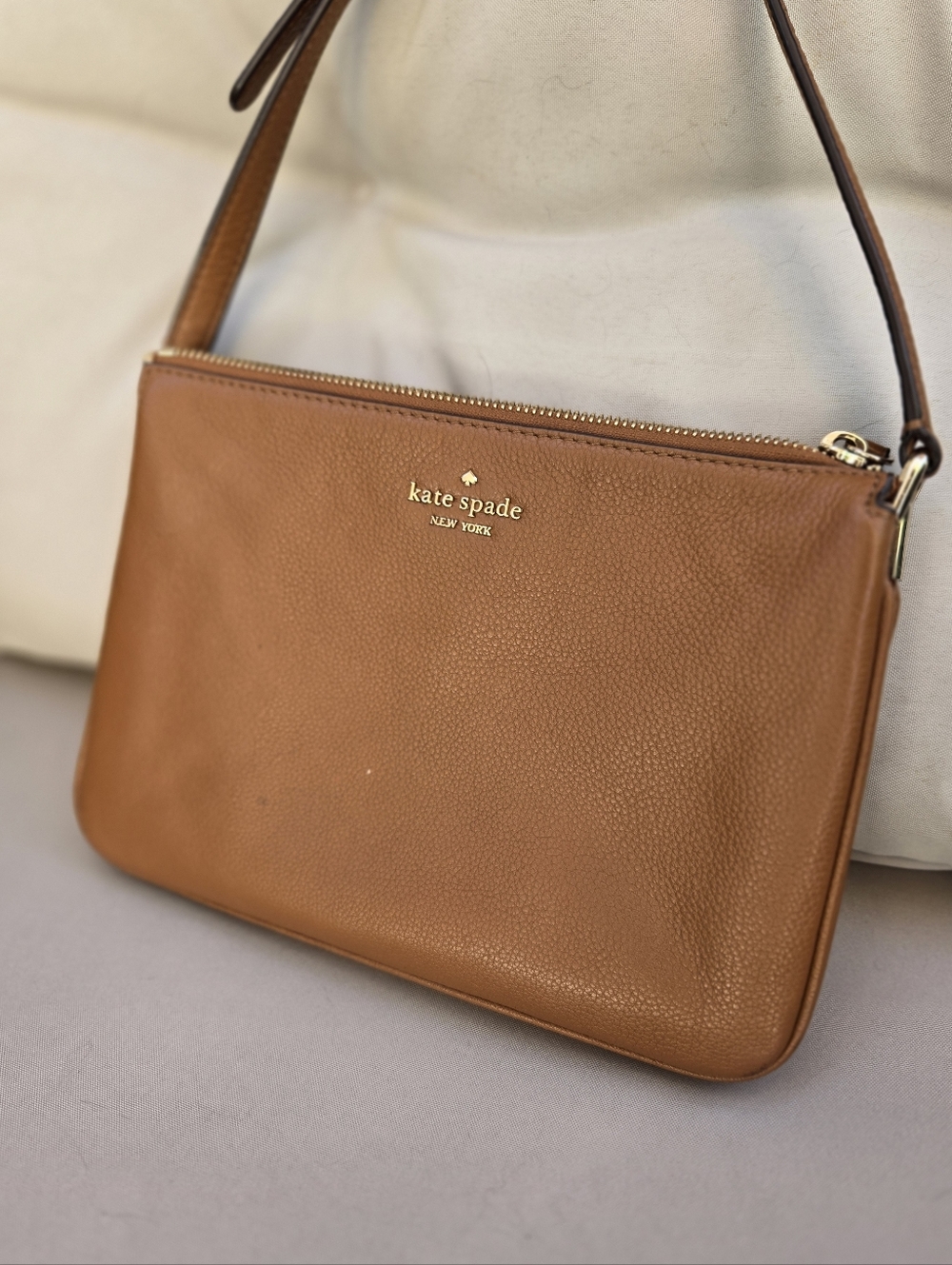 Kate Spade Leila Triple Gusset Crossbody in the color Warm Gingerbread
